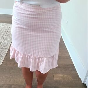 NWOT Draper James Rsvp Pink Gingham Ruffle Hem Skirt